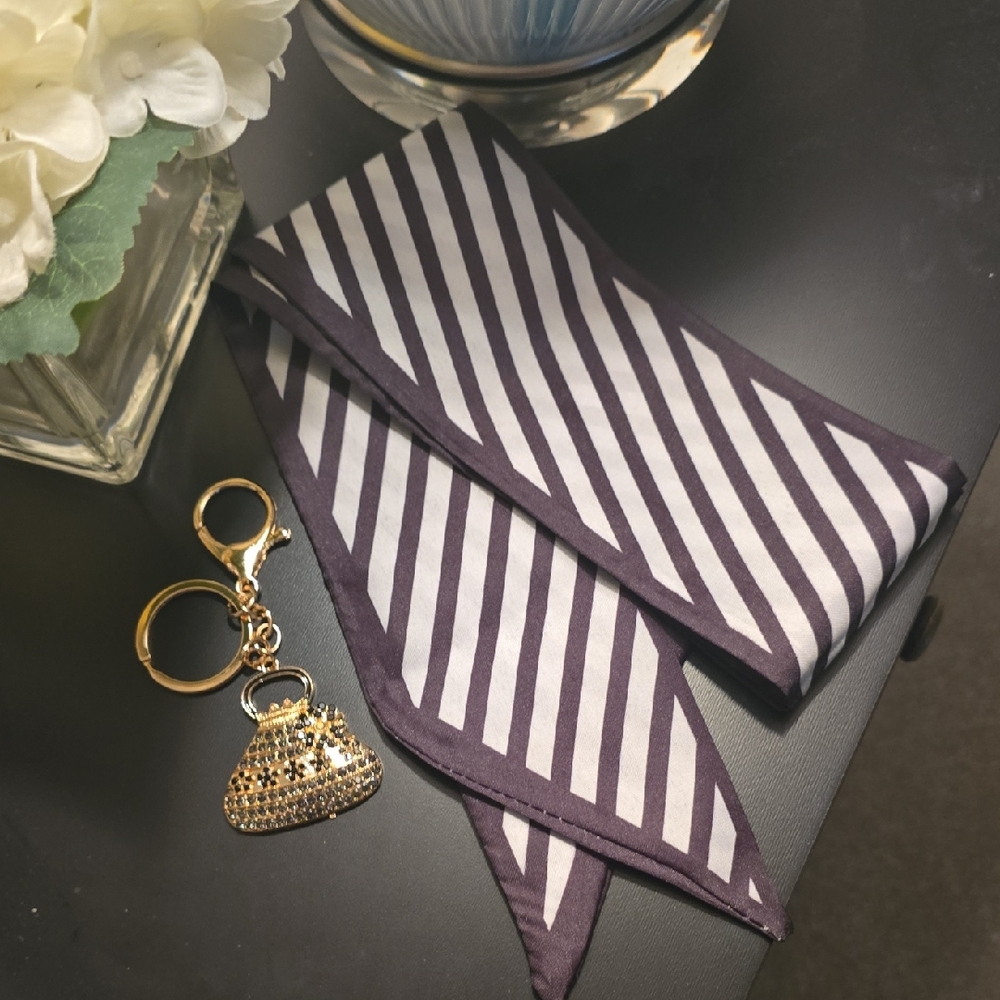 Bag Charm & Twilly Bundle-Black